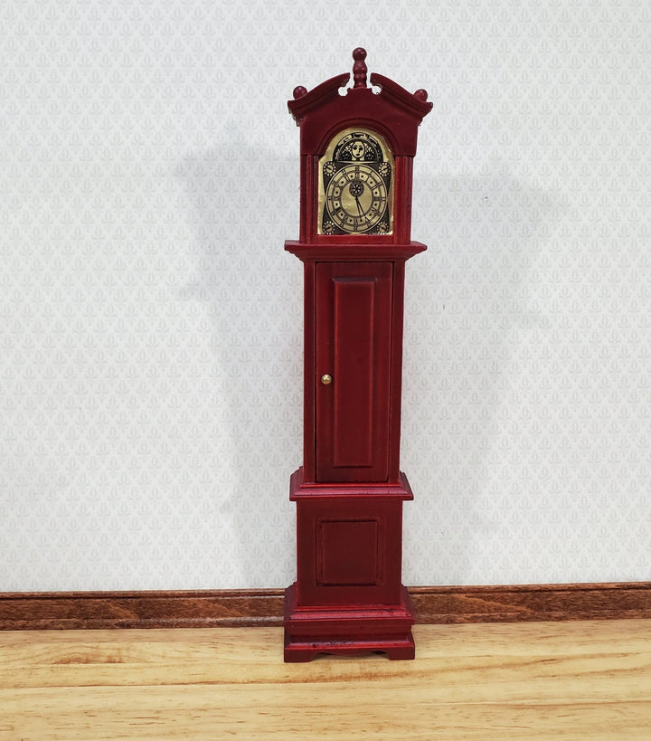 Dollhouse Grandfather Clock Opens Mahogany Finish 1:12 Scale Miniature Furniture - Miniature Crush