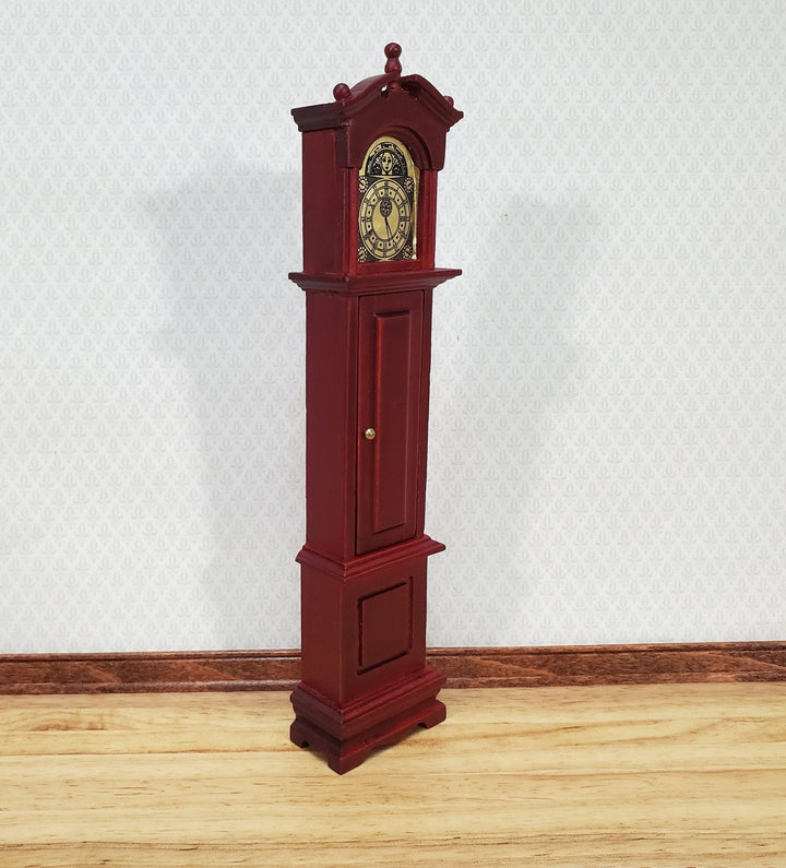 Dollhouse Grandfather Clock Opens Mahogany Finish 1:12 Scale Miniature Furniture - Miniature Crush