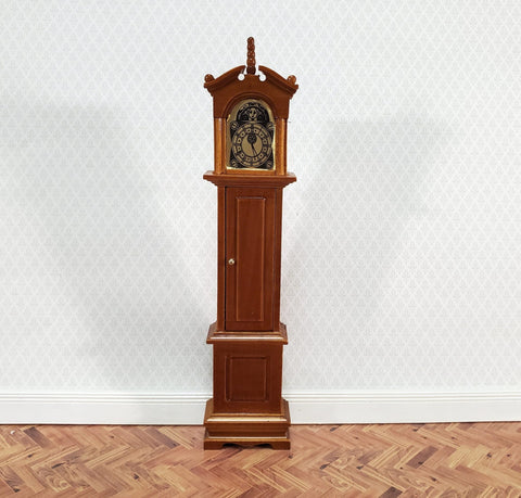 Dollhouse Grandfather Clock Opens Walnut Finish 1:12 Scale Miniature Furniture - Miniature Crush