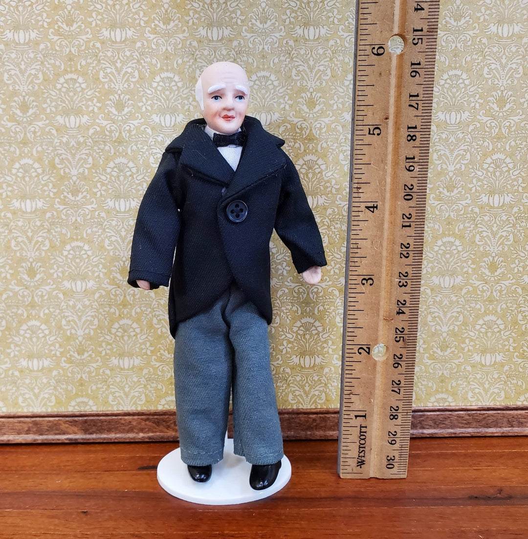 Dollhouse Grandfather or Butler Porcelain Male Poseable 1:12 Scale Miniature - Miniature Crush