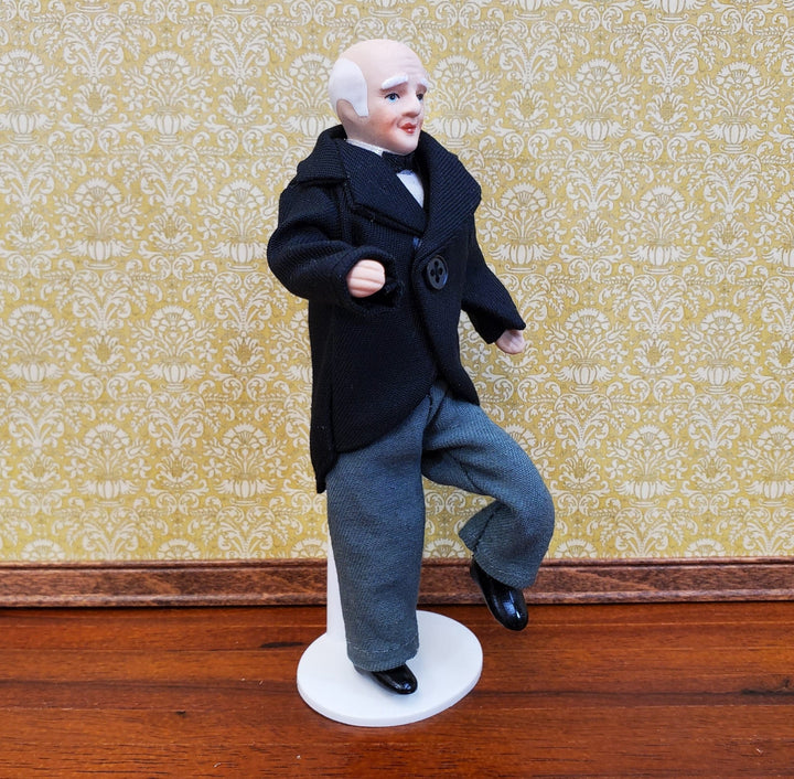 Dollhouse Grandfather or Butler Porcelain Male Poseable 1:12 Scale Miniature - Miniature Crush