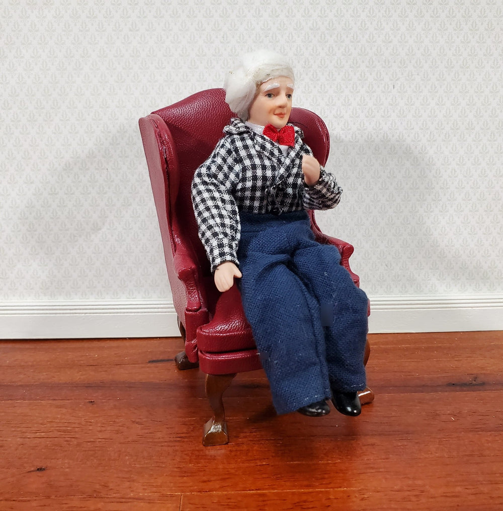 Dollhouse Grandpa Grandfather Porcelain Doll Poseable 1:12 Scale Miniature People - Miniature Crush