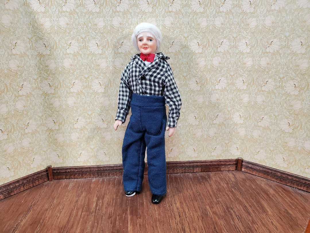 Dollhouse Grandpa Grandfather Porcelain Doll Poseable 1:12 Scale Miniature People - Miniature Crush