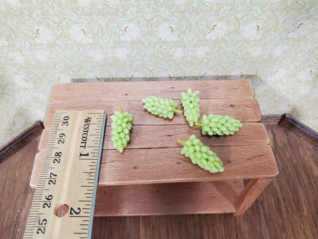 Dollhouse Grapes Bunch Green use in 1:6 or 1/12 Scale Miniature Scenes Set of 5 - Miniature Crush