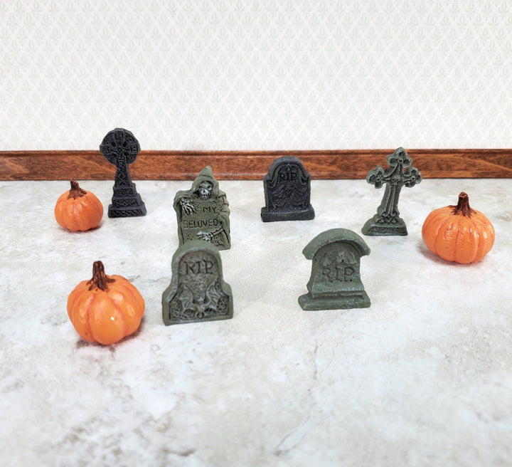 Dollhouse Gravestone Markers x6 Assorted 1:12 Scale Miniatures Halloween Decor - Miniature Crush