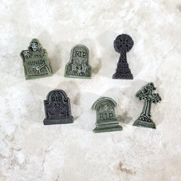 Dollhouse Gravestone Markers x6 Assorted 1:12 Scale Miniatures Halloween Decor - Miniature Crush