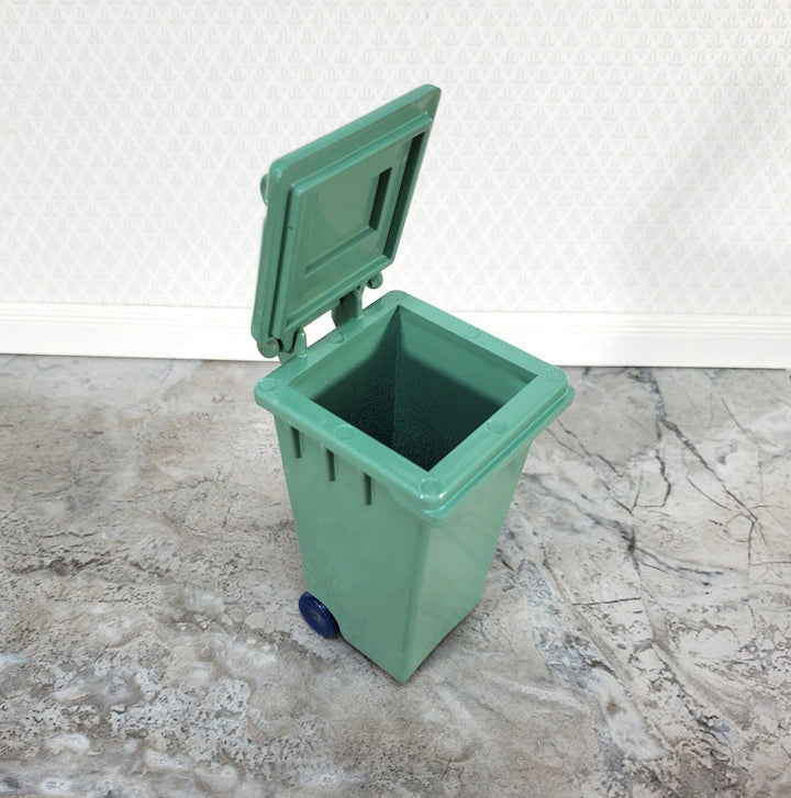 Dollhouse Green Garbage Can Wheelie Bin Opens 1:12 Scale Modern Miniatures - Miniature Crush
