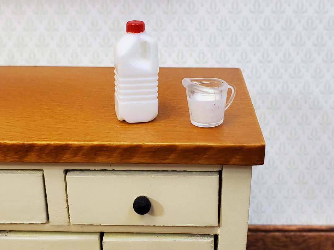 Dollhouse Half Gallon of White Milk with Filled Measuring Cup 1:12 Scale Miniature - Miniature Crush