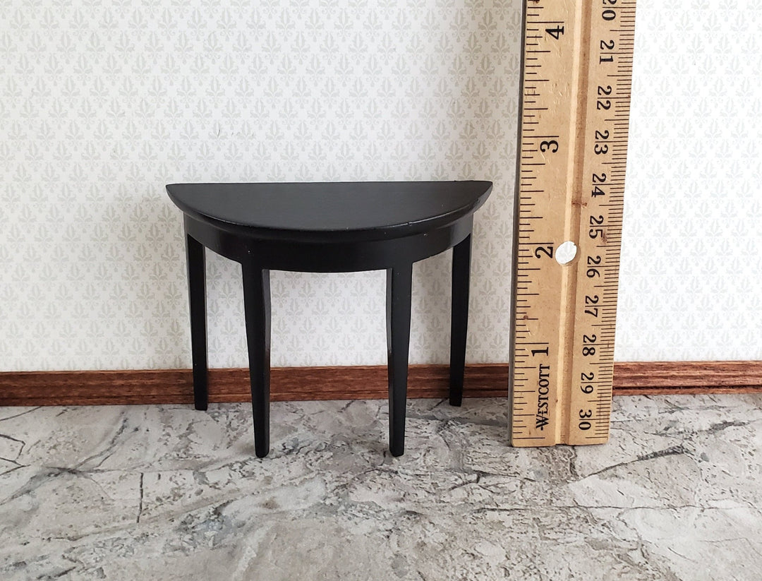 Dollhouse Half Round Hall Table Black Finish 1:12 Scale Miniature Furniture - Miniature Crush
