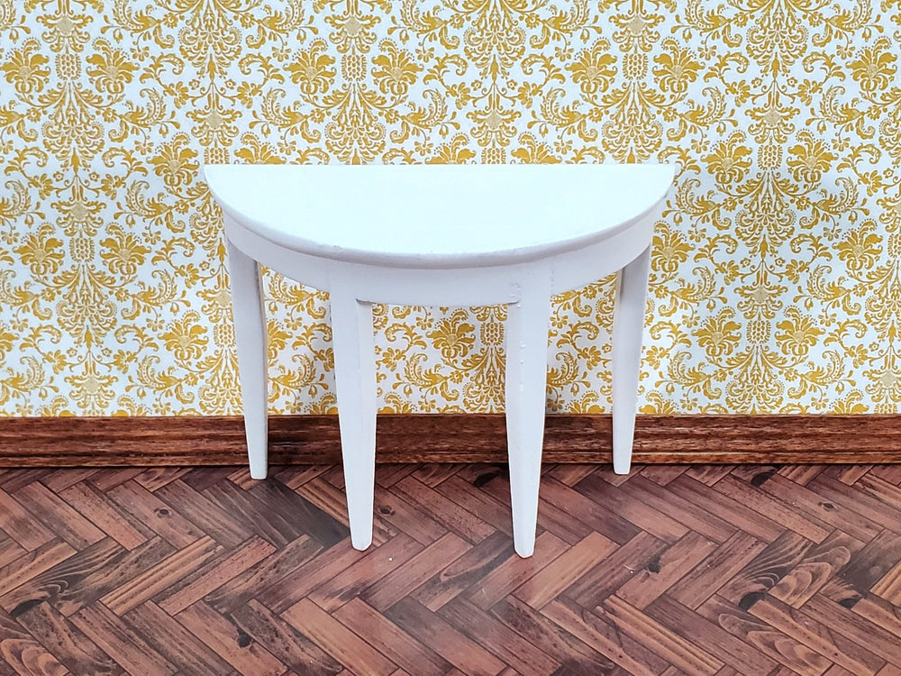 Dollhouse Half Round Hall Table White Finish 1:12 Scale Miniature Furniture - Miniature Crush