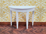 Dollhouse Half Round Hall Table White Finish 1:12 Scale Miniature Furniture - Miniature Crush