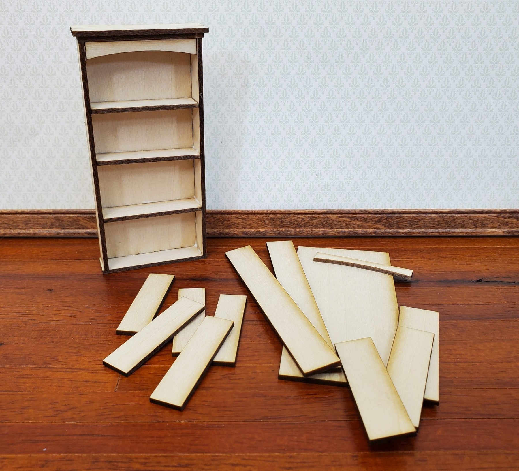 Dollhouse HALF SCALE Bookcase KIT 1:24 Scale Miniature DIY Library ...