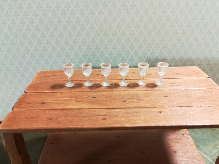 Dollhouse HALF SCALE Cut Stemware Wine Glass Fancy x6 plastic 1:24 Glasses 7/16" - Miniature Crush