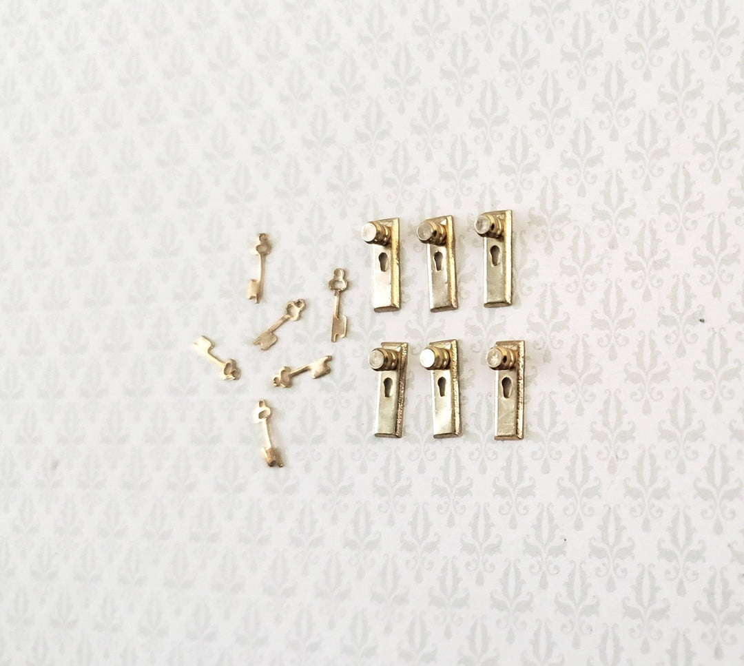 Dollhouse Half Scale Doorknobs with Keys Gold x6 1:24 Scale H1114 Houseworks - Miniature Crush