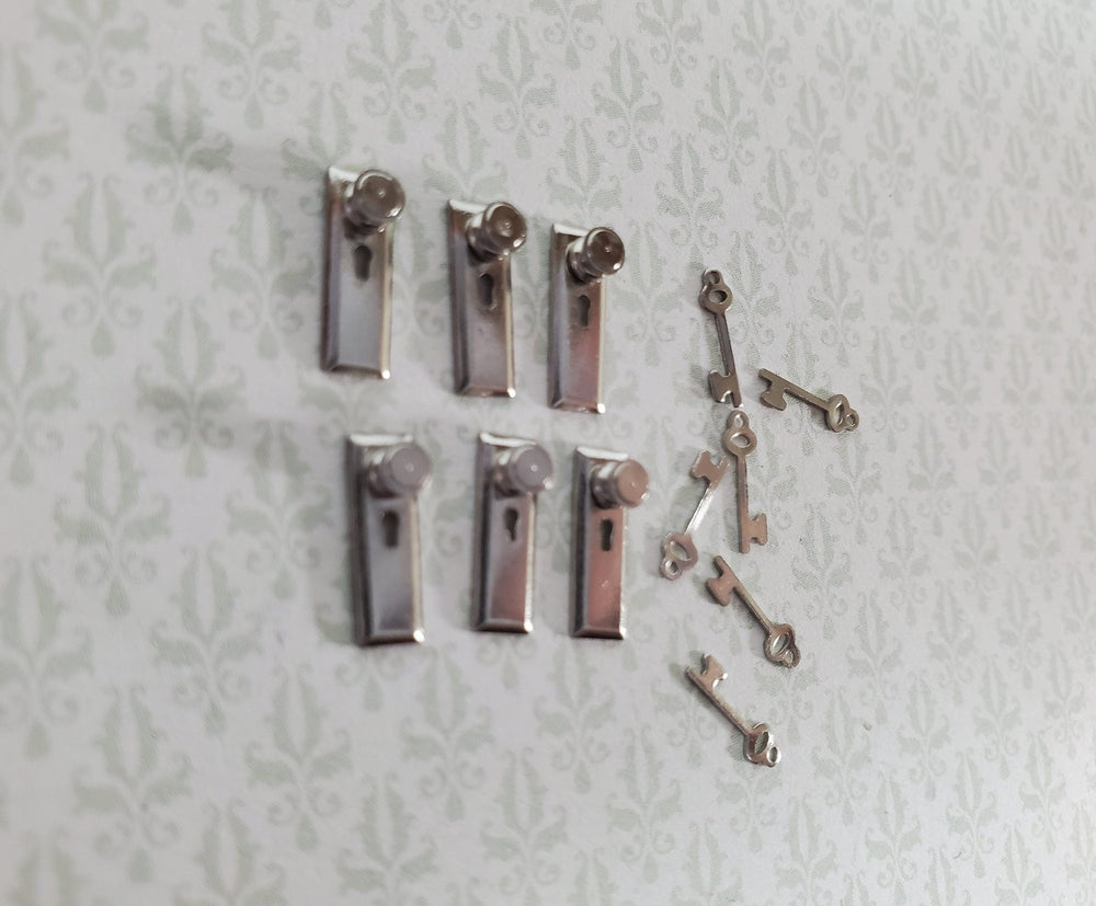 Dollhouse HALF SCALE Doorknobs with Keys Silver x6 1:24 Scale CLA05712 - Miniature Crush