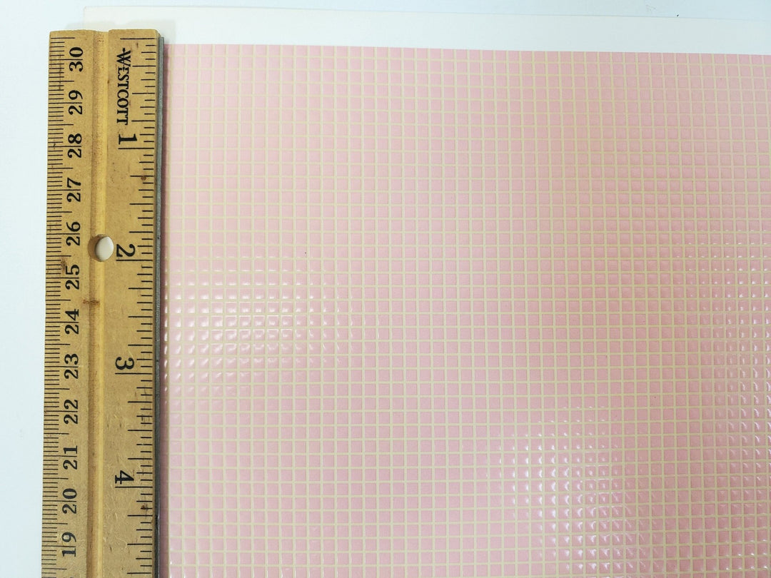 Dollhouse HALF SCALE Floor Tiles Embossed Pink & Cream 1:24 Scale Paper Card - Miniature Crush