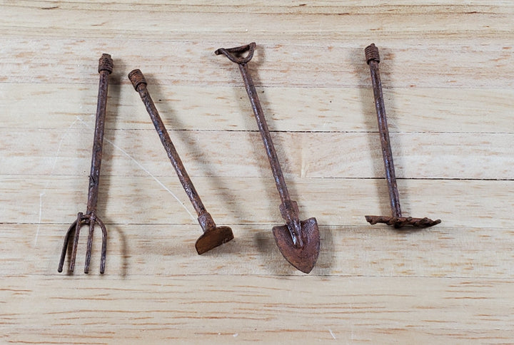 Dollhouse HALF SCALE Garden Tools 1:24 Scale Miniatures Fairy Garden Metal Rusted - Miniature Crush