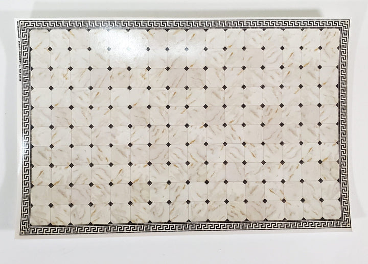 Dollhouse HALF SCALE Marble Tile Sheet Greek Border Black & White Floor 1:24 World Model - Miniature Crush
