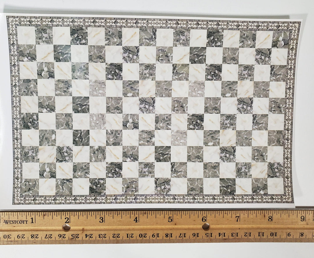 Dollhouse HALF SCALE Marble Tile Sheet with Border Gray Brown White Floor 1:24 World Model - Miniature Crush