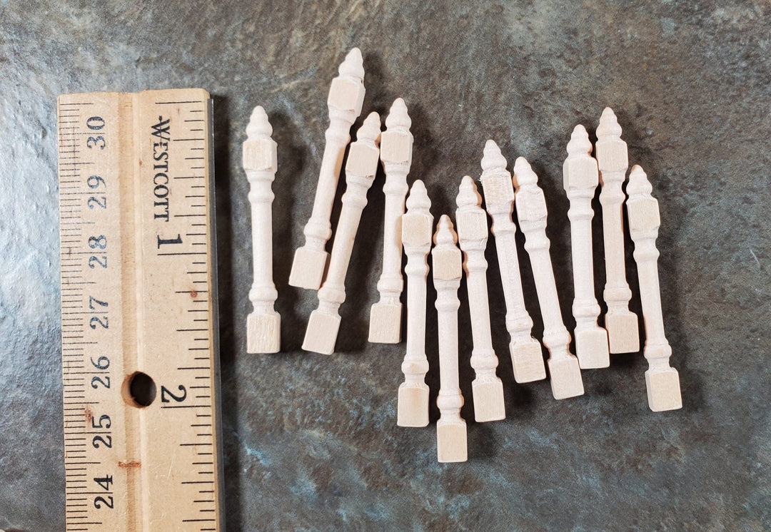 Dollhouse HALF SCALE Newel Posts Set of 12 1:24 1 5/8" Tall - Miniature Crush