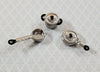 Dollhouse HALF SCALE Pots and Pans Silver Metal Set of 3 Small 1:24 Miniatures