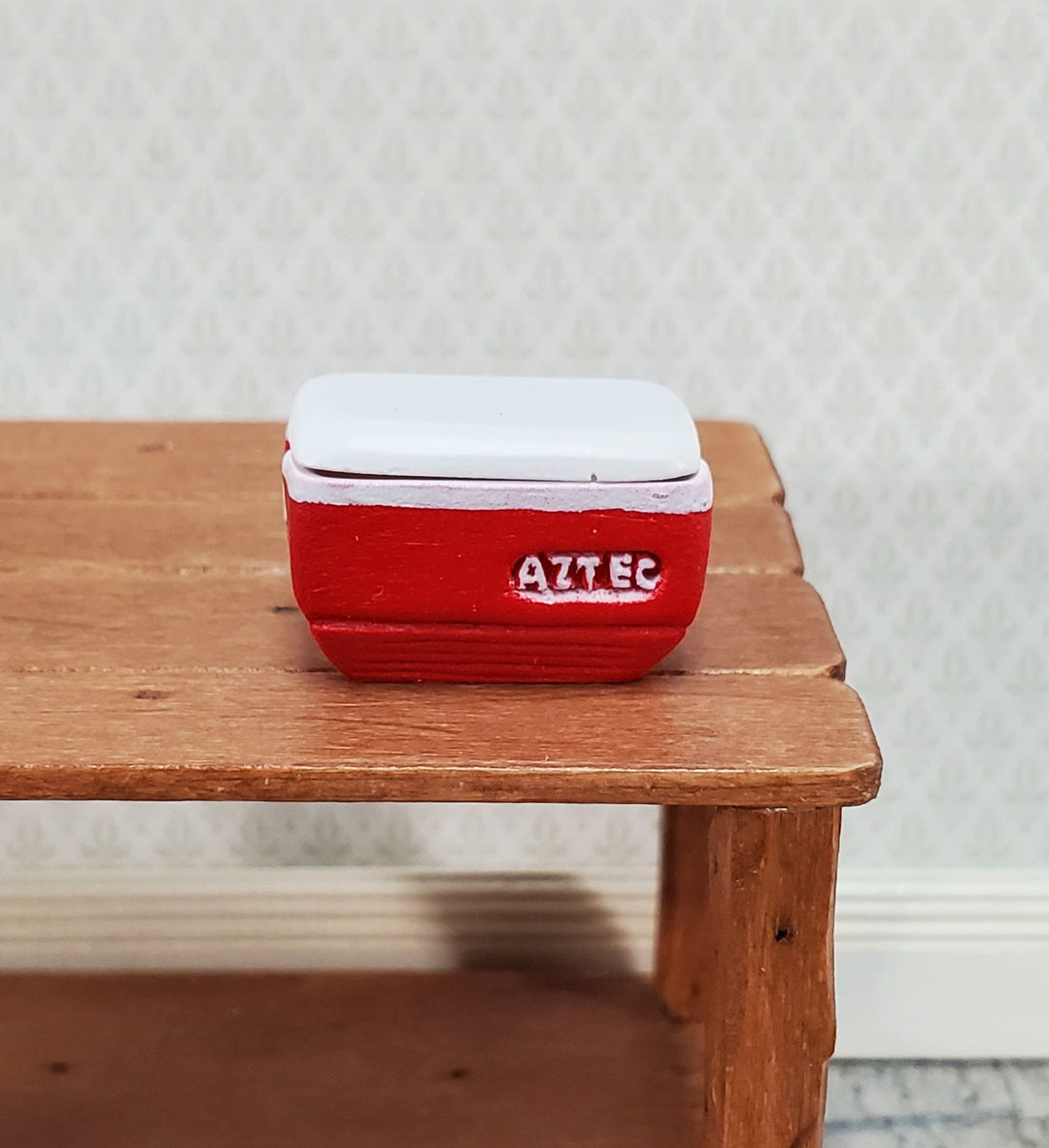 Dollhouse HALF SCALE Red Cooler with Removable Lid Ice Chest Modern 1:24 Scale Dollhouse - Miniature Crush