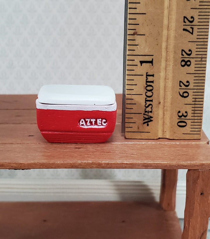 Dollhouse HALF SCALE Red Cooler with Removable Lid Ice Chest Modern 1:24 Scale Dollhouse - Miniature Crush