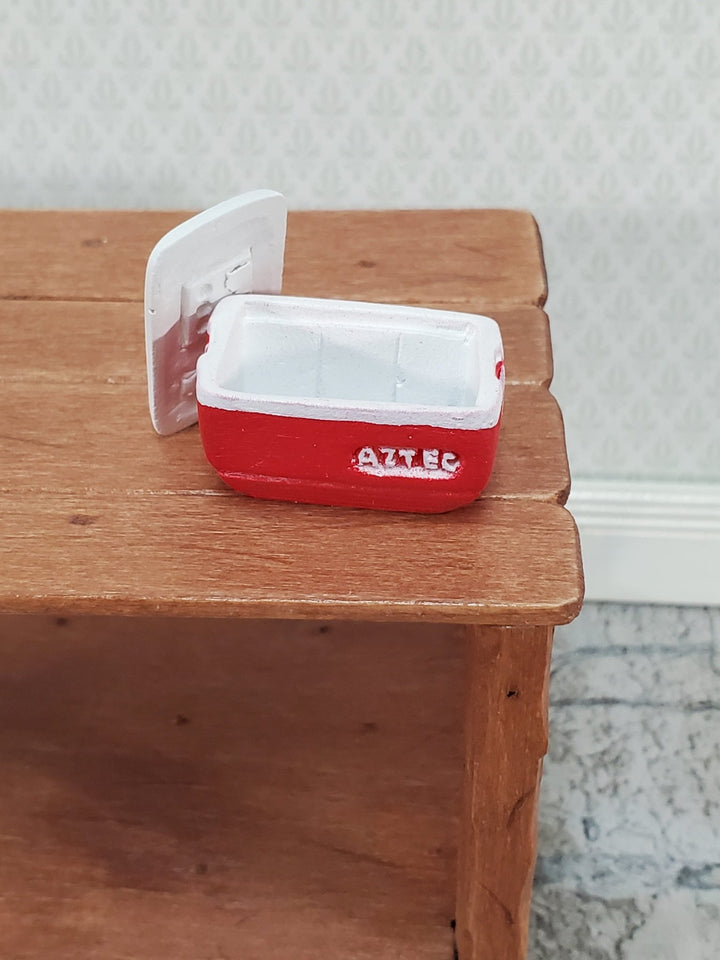 Dollhouse HALF SCALE Red Cooler with Removable Lid Ice Chest Modern 1:24 Scale Dollhouse - Miniature Crush