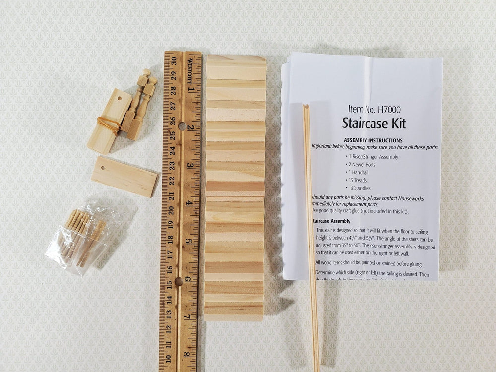 Dollhouse HALF SCALE Stairs Stairway Kit Houseworks with Stair Treads 1:24 Scale Miniature - Miniature Crush