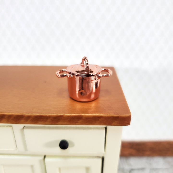 Dollhouse Half Scale Tall Copper Soup Cooking Pot with Lid 1:24 Falcon Miniatures - Miniature Crush