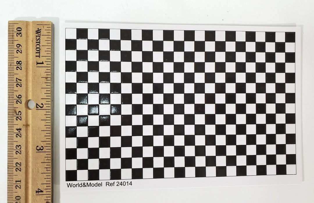 Dollhouse HALF SCALE Wall or Floor Tiles Embossed Black & White 1:24 Scale - Miniature Crush