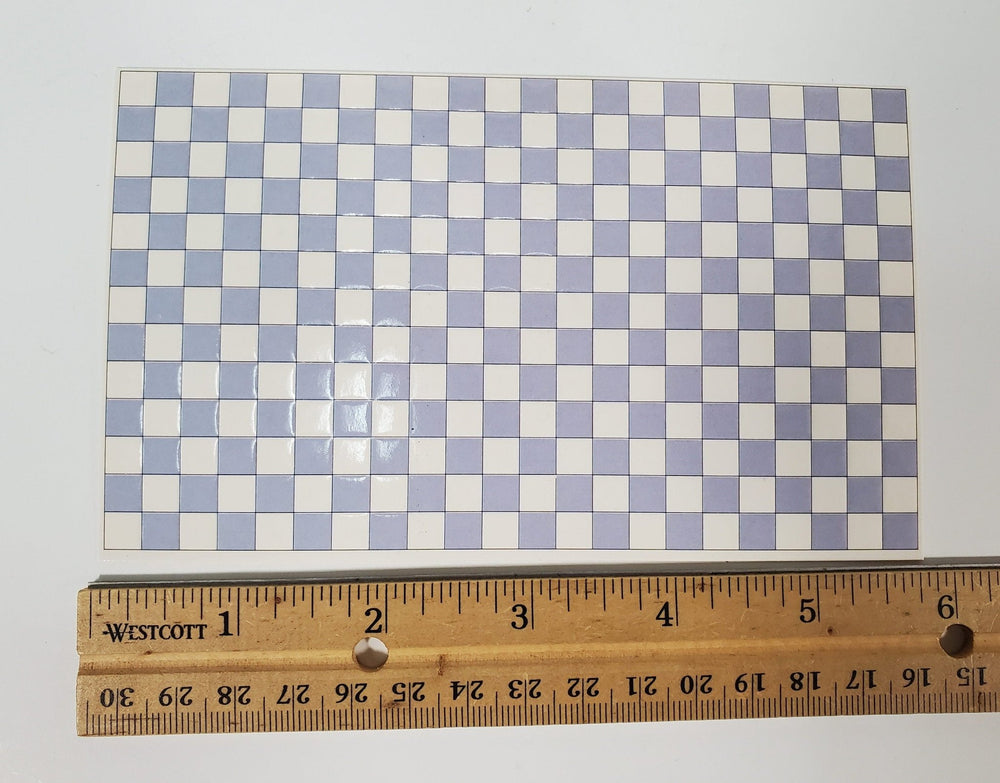 Dollhouse HALF SCALE Wall or Floor Tiles Embossed Light Blue Checked 1:24 Scale World Model - Miniature Crush