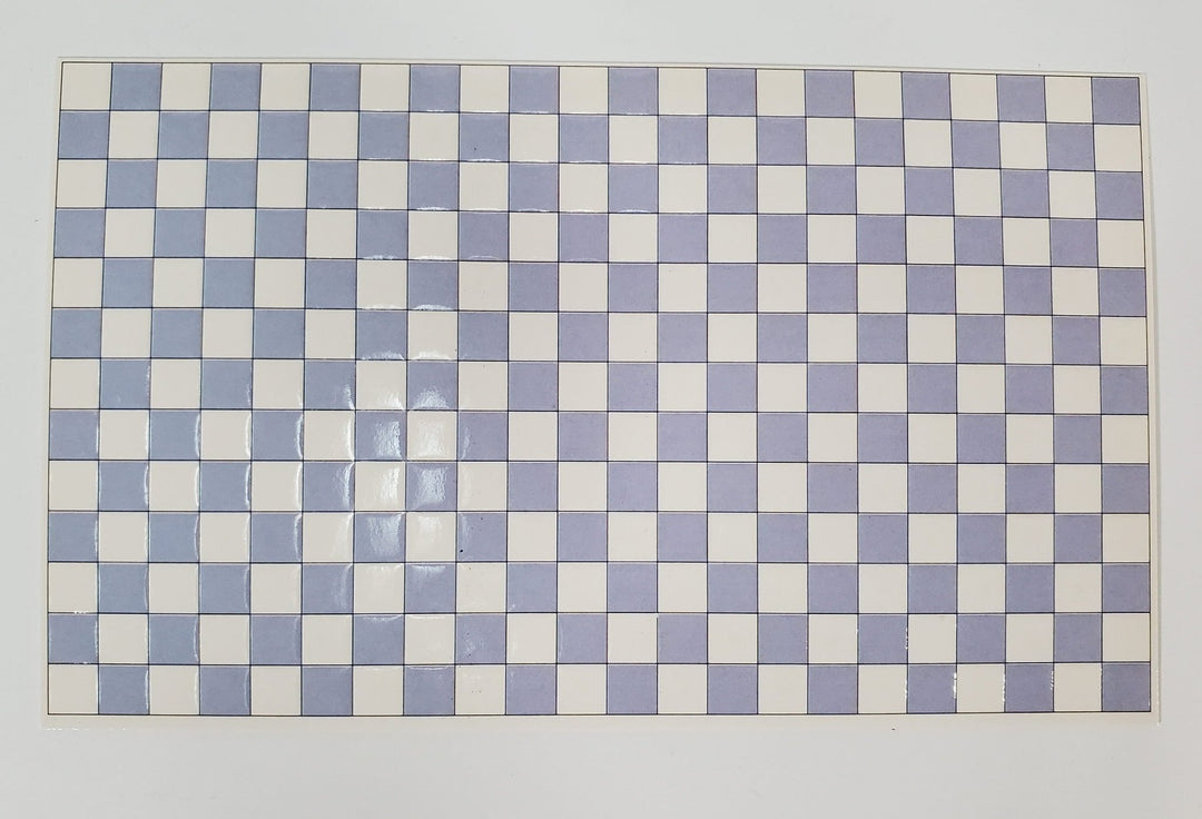 Dollhouse HALF SCALE Wall or Floor Tiles Embossed Light Blue Checked 1:24 Scale World Model - Miniature Crush