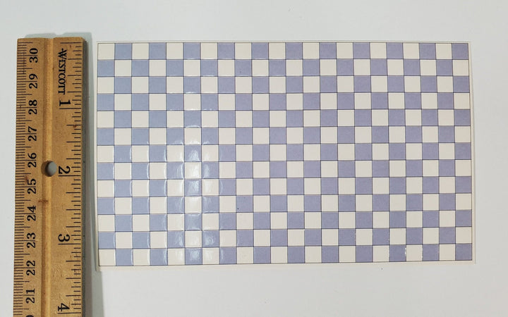 Dollhouse HALF SCALE Wall or Floor Tiles Embossed Light Blue Checked 1:24 Scale World Model - Miniature Crush