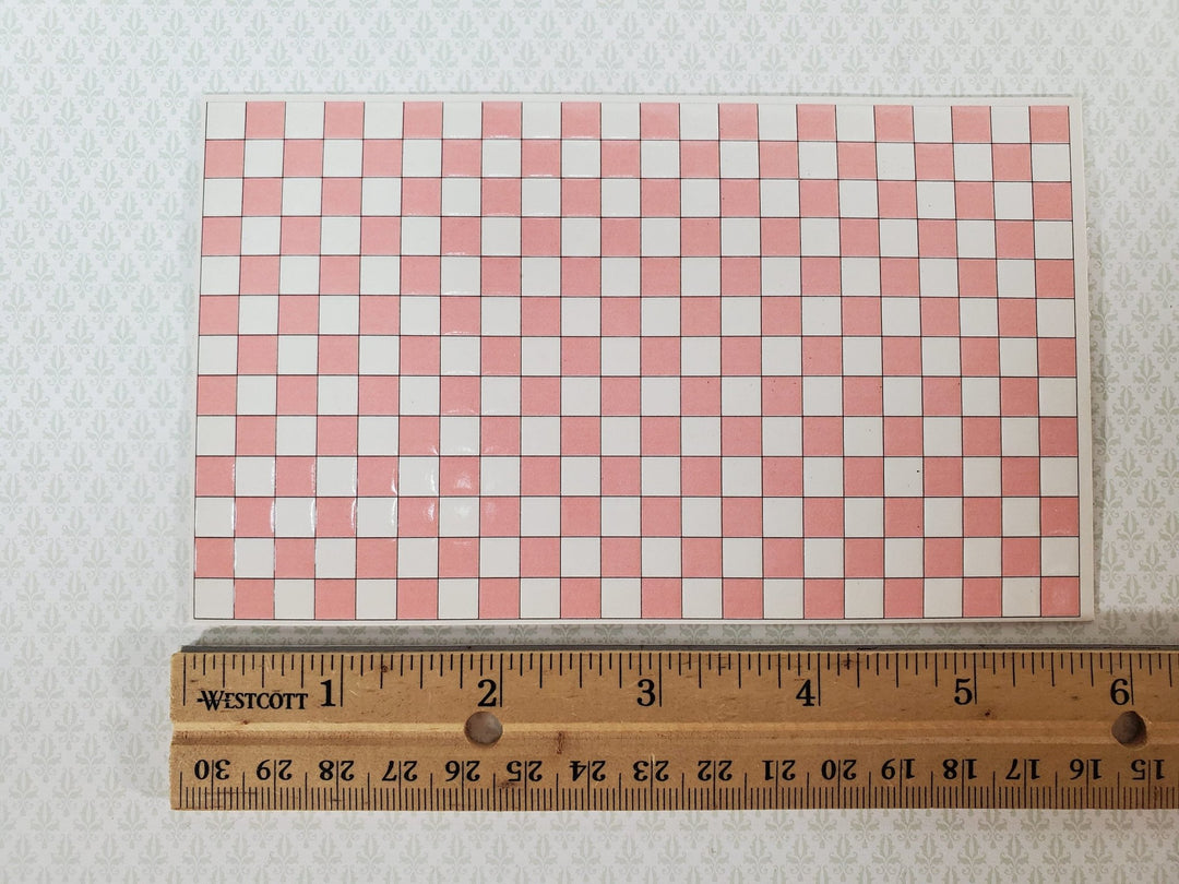 Dollhouse HALF SCALE Wall or Floor Tiles Embossed Pink & White 1:24 Scale World Model - Miniature Crush