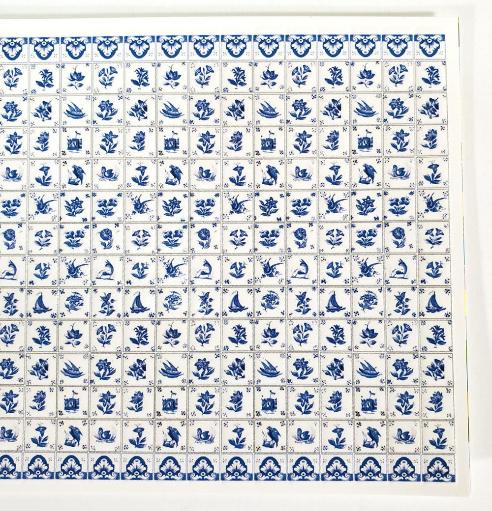 Dollhouse HALF SCALE Wall Tiles Embossed Delft Blue & White 1:24 Scale World Model - Miniature Crush
