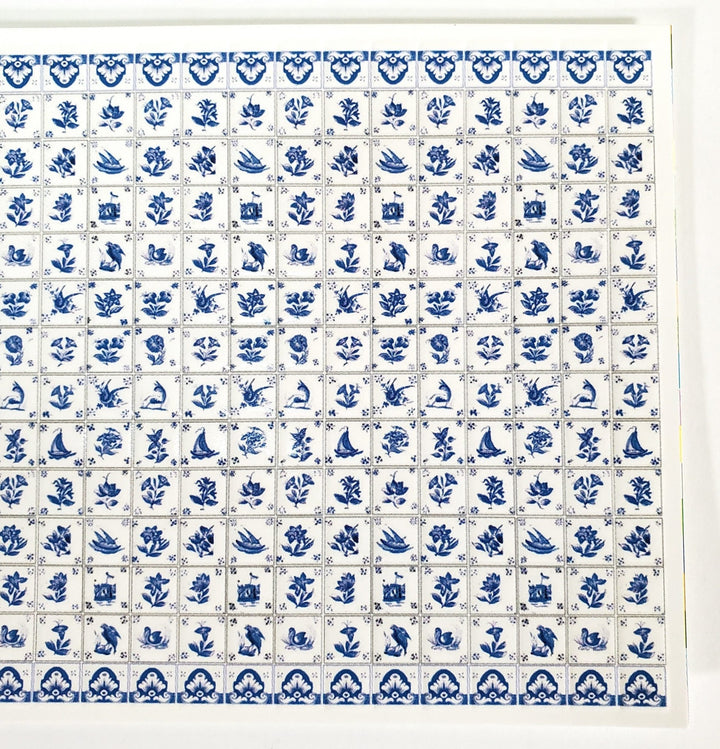 Dollhouse HALF SCALE Wall Tiles Embossed Delft Blue & White 1:24 Scale World Model - Miniature Crush