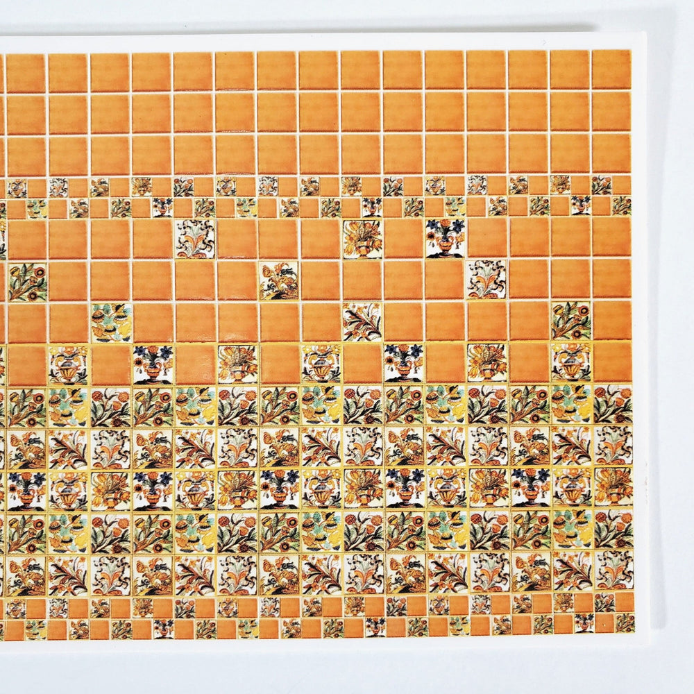 Dollhouse HALF SCALE Wall Tiles Embossed Orange Rust 1:24 Scale World Model - Miniature Crush