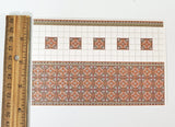 Dollhouse HALF SCALE Wall Tiles Embossed Rust White Green 1:24 Scale World Model - Miniature Crush