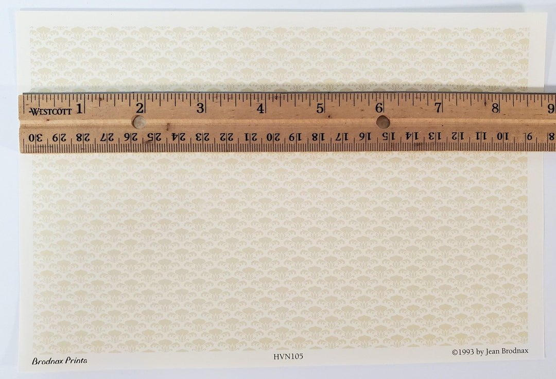 Dollhouse HALF SCALE Wallpaper 3 Sheets Cream Beige "Champagne" 1:24 Scale - Miniature Crush