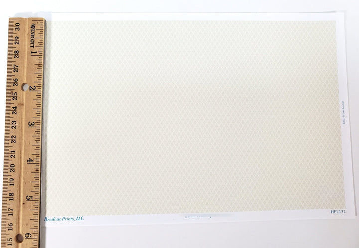Dollhouse HALF SCALE Wallpaper 3 Sheets Cream & Pale Green "Damask" 1:24 Scale - Miniature Crush