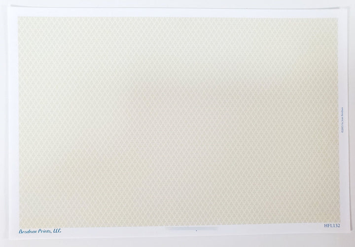 Dollhouse HALF SCALE Wallpaper 3 Sheets Cream & Pale Green "Damask" 1:24 Scale - Miniature Crush