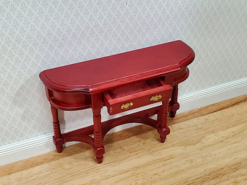 Dollhouse Hall or Side Table with Drawer Wood Mahogany Finish 1:12 Scale Miniature Furniture - Miniature Crush