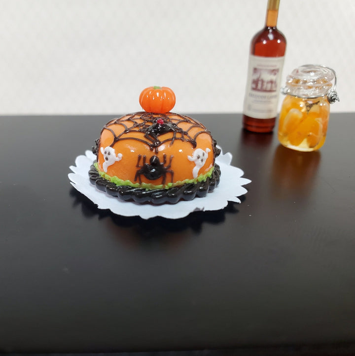 Dollhouse Halloween Cake Round 1:12 Miniature Food Spiders and Ghosts - Miniature Crush