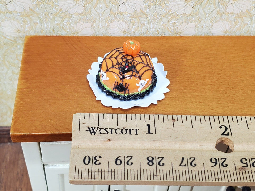 Dollhouse Halloween Cake Round 1:12 Miniature Food Spiders and Ghosts - Miniature Crush