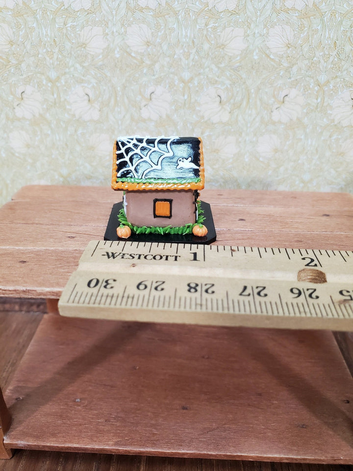 Dollhouse Halloween Gingerbread House 1:12 Scale Miniature Ghosts Spiders Pumpkins - Miniature Crush