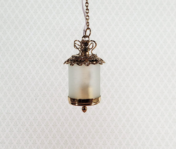 Dollhouse Hanging Ceiling Light Frosted Shade 1:12 Scale Miniature 12 Volt Plug In Light - Miniature Crush