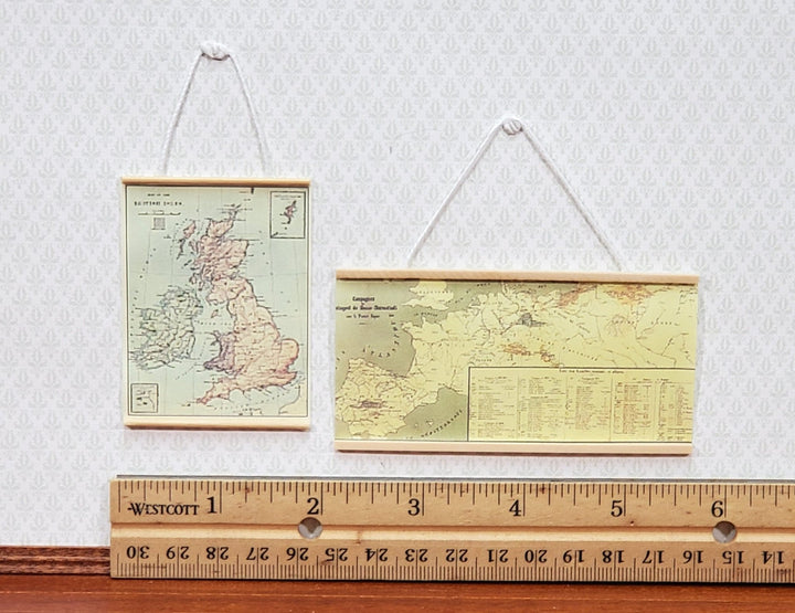 Dollhouse Hanging Maps School Style Europe England 1:12 Scale Miniature Decor - Miniature Crush