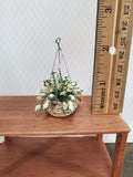 Dollhouse Hanging Plant Variegated English Ivy in Natural Basket 1:12 Scale Miniature - Miniature Crush