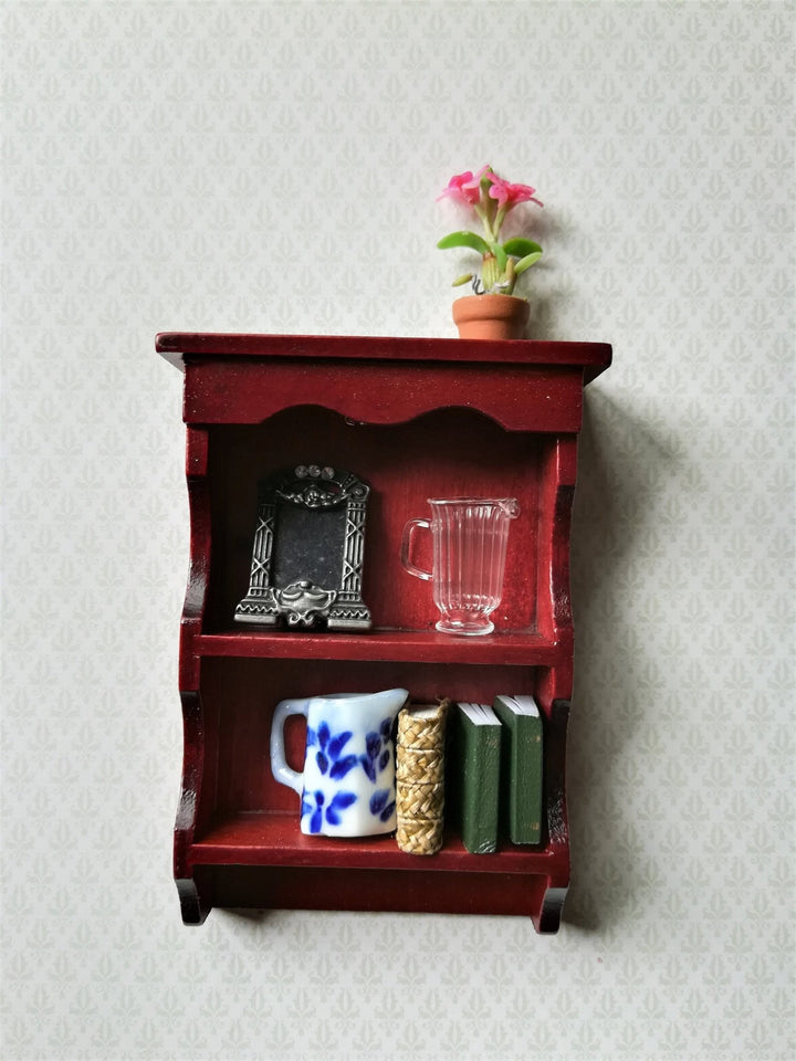 Dollhouse Hanging Shelf 1:12 Scale Miniature Mahogany Finish Kitchen Bathroom - Miniature Crush